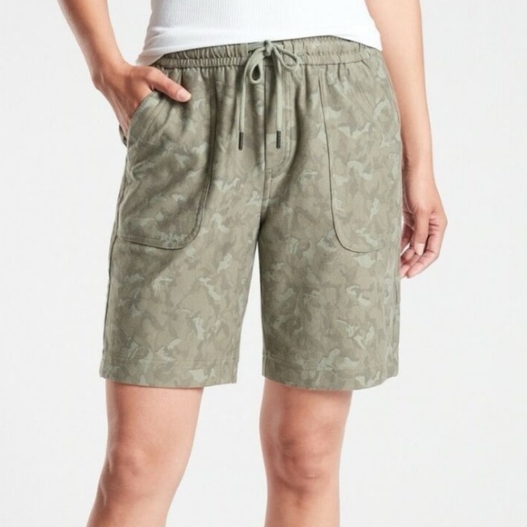 Athleta Farallon Short Bermuda Cotton Camo Olive Green Casual Lounge Travel 0 - Picture 10 of 10
